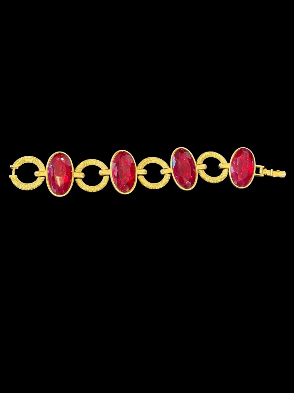Yves Saint Laurent Gold-Tone Bracelet with Red Oval Stones - Picture 6 of 10
